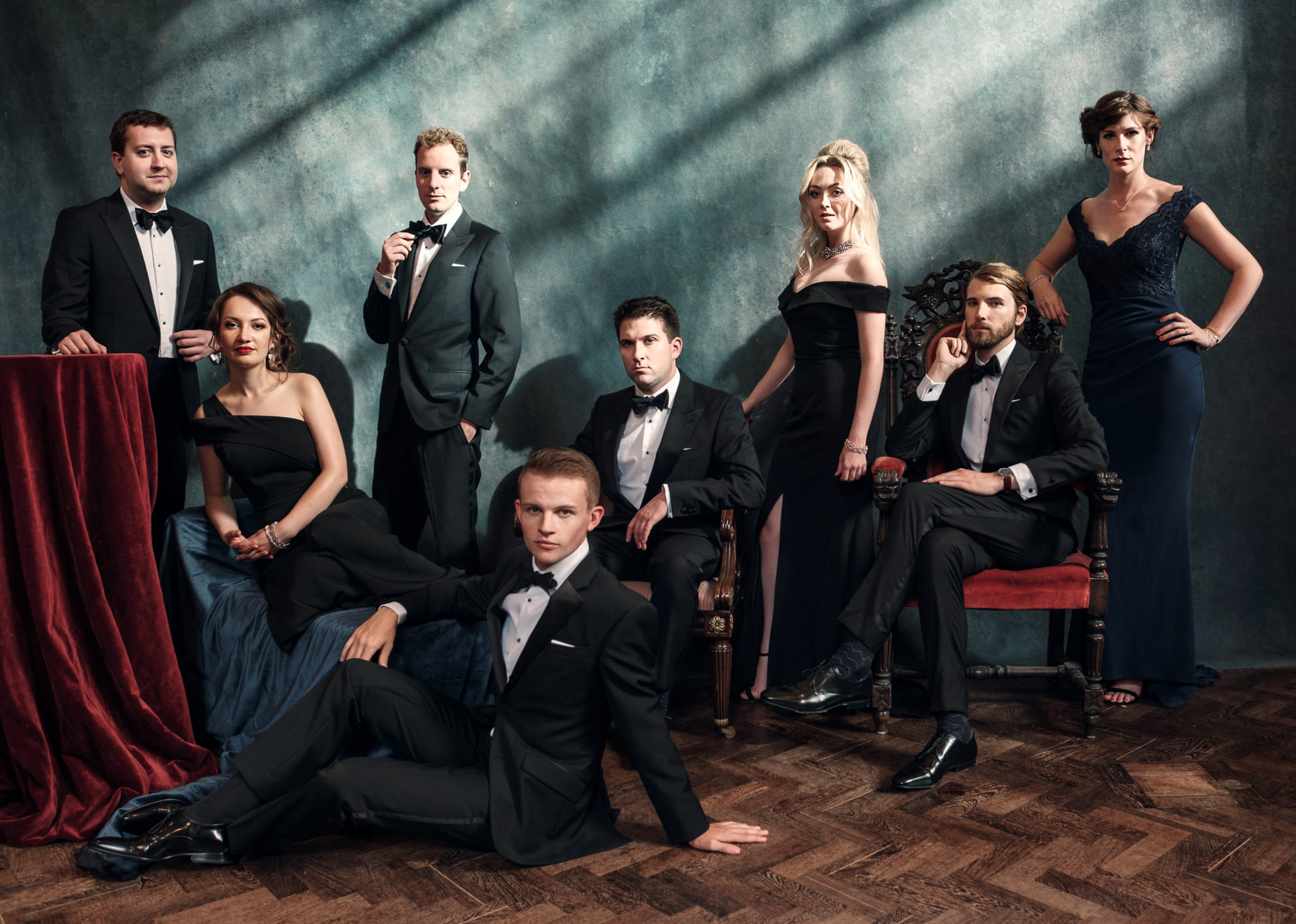 Voces8 singing group posing.